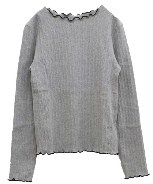 HER CLOSET(ハークローゼット)の「【HERCLOSET】配色メロークルーネックテレコカットソー(Tシャツ/カットソー・レディース・ホワイト/ブラック/ネイビー/グレー/ピンク/グリーン/マスタード/モカ・M)」の18枚目の写真