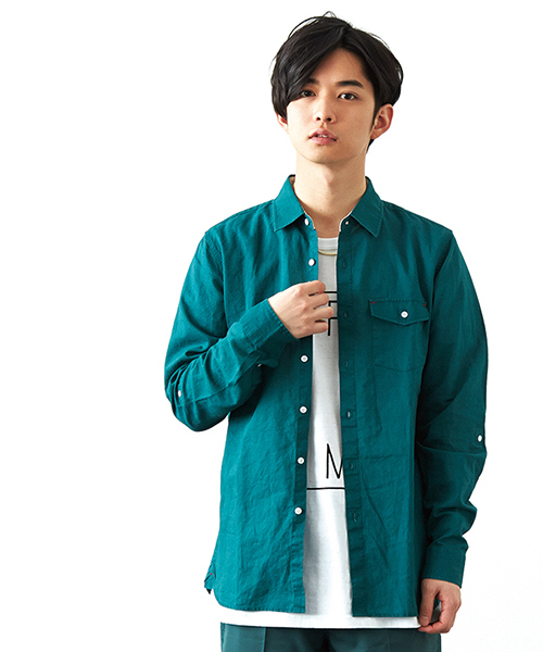WEGO(ウィゴー)の「WEGO/リネンコットンシャツ(シャツ/ブラウス・メンズ・ホワイト/グリーン/ブルー/レッド系その他/ライトイエロー/ネイビー/ライム/ブラック・SMALL/MEDIUM/LARGE)」の5枚目の写真