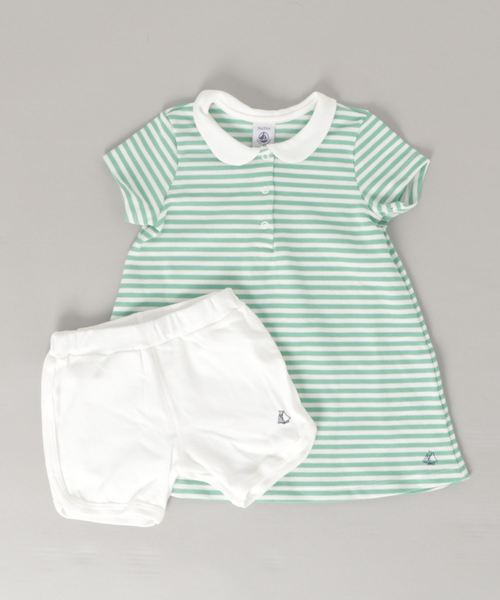 PETIT BATEAU(プチバトー)の「ポロワンピース&ショートパンツセット(ワンピース)」|グリーン系その他