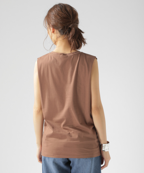 BAYFLOW(ベイフロー)の「カルフォルニアコットンノースリキーネックタンク(Tシャツ/カットソー・レディース・ホワイト/ブラック/ブラウン・FREE)」の19枚目の写真