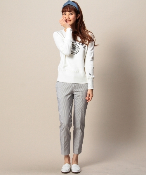 BEAUTY&YOUTH UNITED ARROWS（ビューティーアンドユースユナイテッドアローズ）の「BYTF マリンストライプ9分丈パンツ　◆（その他パンツ・レディース・ホワイト/オフホワイト・MEDIUM/SMALL/LARGE）」の9枚目の写真