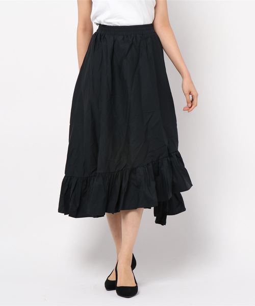 KOBE LETTUCE（コウベレタス）の「裾切替えロング丈ティアードフレアスカート（スカート・レディース・パープル/オフホワイト/ホワイト×ブルー/ホワイト×ブラック/ブルー系その他・FREE）」の4枚目の写真