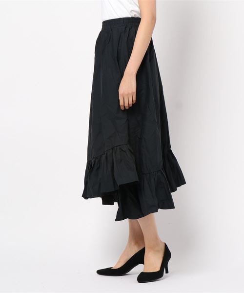 KOBE LETTUCE（コウベレタス）の「裾切替えロング丈ティアードフレアスカート（スカート・レディース・パープル/オフホワイト/ホワイト×ブルー/ホワイト×ブラック/ブルー系その他・FREE）」の6枚目の写真