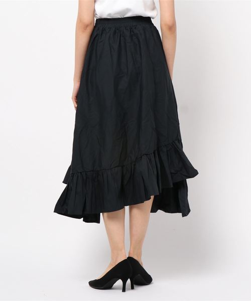 KOBE LETTUCE（コウベレタス）の「裾切替えロング丈ティアードフレアスカート（スカート・レディース・パープル/オフホワイト/ホワイト×ブルー/ホワイト×ブラック/ブルー系その他・FREE）」の7枚目の写真