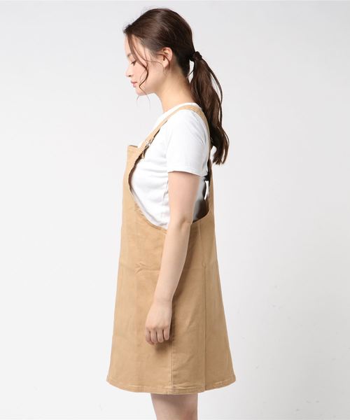 PUNYUS（プニュズ）の「ツイルジャンパ－スカ－ト（ジャンパースカート・レディース・ベージュ/ブラック・1/2/3/4）」の6枚目の写真