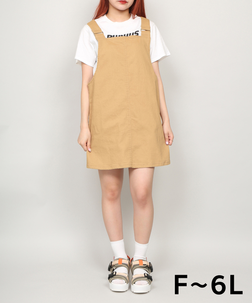 PUNYUS（プニュズ）の「ツイルジャンパ－スカ－ト（ジャンパースカート・レディース・ベージュ/ブラック・1/2/3/4）」の11枚目の写真