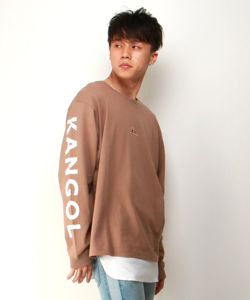 KANGOL(カンゴール)の「【別注】KANGOL カンゴール 袖プリントロンT(Tシャツ/カットソー・メンズ・ホワイト/ブラック/ベージュ・M/L)」の3枚目の写真
