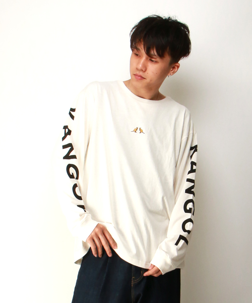 KANGOL(カンゴール)の「【別注】KANGOL カンゴール 袖プリントロンT(Tシャツ/カットソー・メンズ・ホワイト/ブラック/ベージュ・M/L)」の1枚目の写真