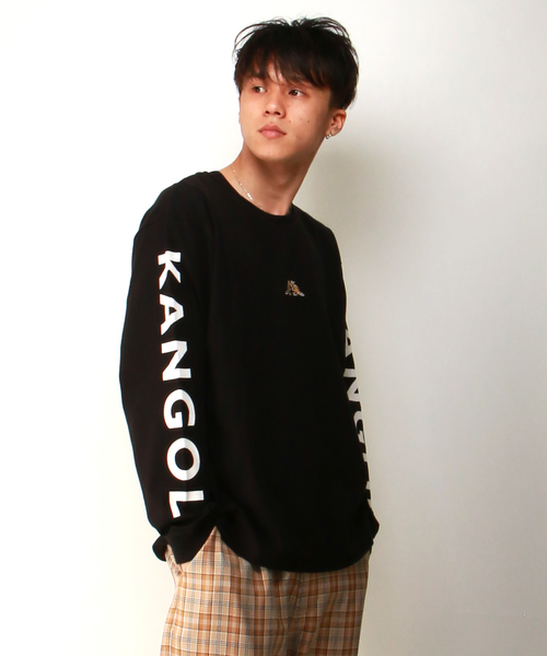 KANGOL(カンゴール)の「【別注】KANGOL カンゴール 袖プリントロンT(Tシャツ/カットソー・メンズ・ホワイト/ブラック/ベージュ・M/L)」の2枚目の写真