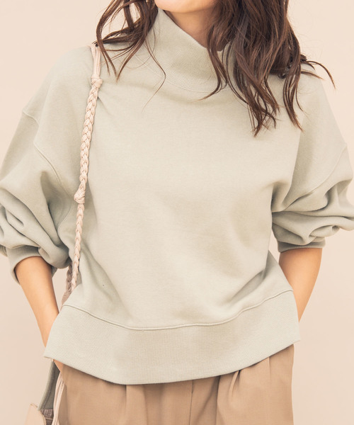 Aunt Marie's（アントマリーズ）の「AUNT MARIE'S サイドスリットハイネック裏毛スウェット（Tシャツ/カットソー・レディース・チャコールグレー/ブラウン/ライトグリーン/ナチュラル・FREE）」の21枚目の写真