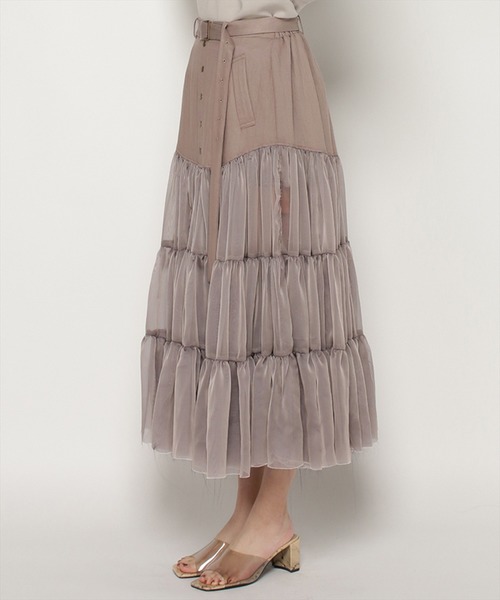 美品オーガンティアードスカート