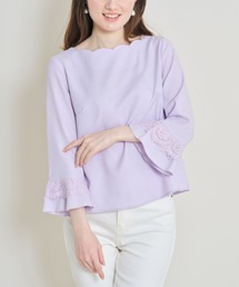 【ZOZO限定】レース付き袖口フレアスカラネックブラウス