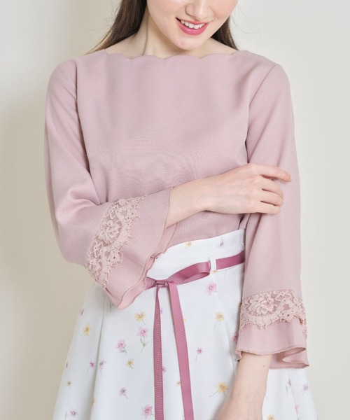 tocco closet（トッコ　クローゼット）の「【ZOZO限定】レース付き袖口フレアスカラネックブラウス（シャツ/ブラウス・レディース・ブルー系その他/ラベンダー/オフホワイト/ピンク/ブラック・M）」の5枚目の写真