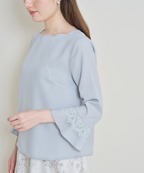 tocco closet（トッコ　クローゼット）の「【ZOZO限定】レース付き袖口フレアスカラネックブラウス（シャツ/ブラウス・レディース・ブルー系その他/ラベンダー/オフホワイト/ピンク/ブラック・M）」の22枚目の写真