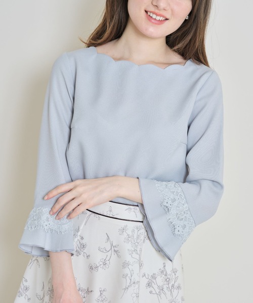 tocco closet（トッコ　クローゼット）の「【ZOZO限定】レース付き袖口フレアスカラネックブラウス（シャツ/ブラウス・レディース・ブルー系その他/ラベンダー/オフホワイト/ピンク/ブラック・M）」の19枚目の写真