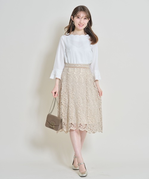 tocco closet（トッコ　クローゼット）の「【ZOZO限定】レース付き袖口フレアスカラネックブラウス（シャツ/ブラウス・レディース・ブルー系その他/ラベンダー/オフホワイト/ピンク/ブラック・M）」の6枚目の写真