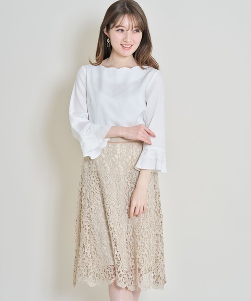 tocco closet（トッコ　クローゼット）の「【ZOZO限定】レース付き袖口フレアスカラネックブラウス（シャツ/ブラウス・レディース・ブルー系その他/ラベンダー/オフホワイト/ピンク/ブラック・M）」の8枚目の写真