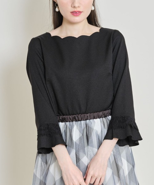 tocco closet（トッコ　クローゼット）の「【ZOZO限定】レース付き袖口フレアスカラネックブラウス（シャツ/ブラウス・レディース・ブルー系その他/ラベンダー/オフホワイト/ピンク/ブラック・M）」の13枚目の写真