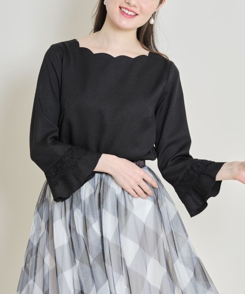 tocco closet（トッコ　クローゼット）の「【ZOZO限定】レース付き袖口フレアスカラネックブラウス（シャツ/ブラウス・レディース・ブルー系その他/ラベンダー/オフホワイト/ピンク/ブラック・M）」の15枚目の写真