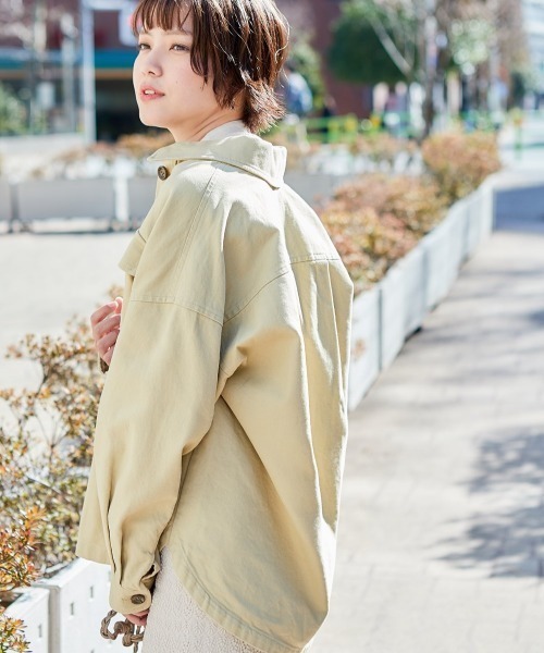 cepo（セポ）の「カルゼワークオーバーシャツジャケット（ミリタリージャケット・レディース・オフホワイト/ピンク/イエロー/ベージュ・M）」の7枚目の写真