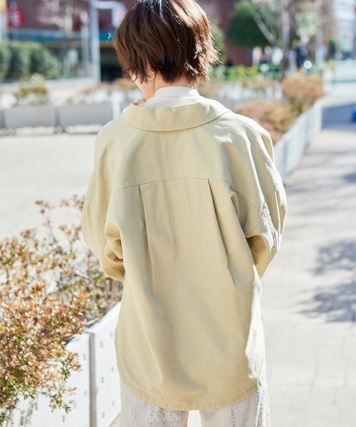 cepo（セポ）の「カルゼワークオーバーシャツジャケット（ミリタリージャケット・レディース・オフホワイト/ピンク/イエロー/ベージュ・M）」の8枚目の写真