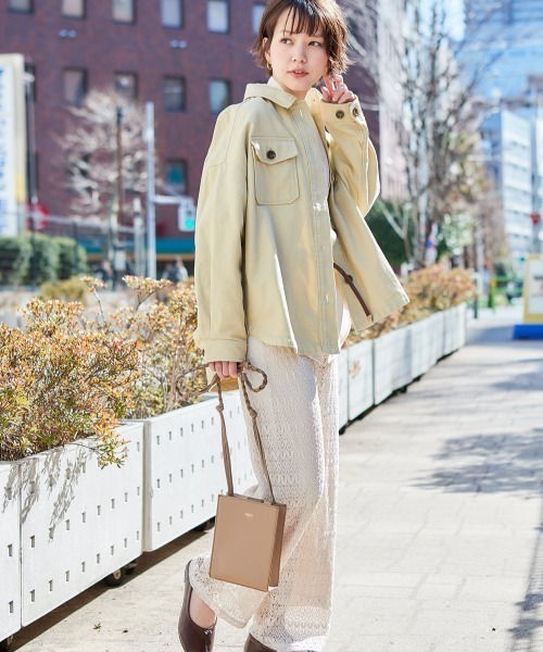 cepo（セポ）の「カルゼワークオーバーシャツジャケット（ミリタリージャケット・レディース・オフホワイト/ピンク/イエロー/ベージュ・M）」の11枚目の写真