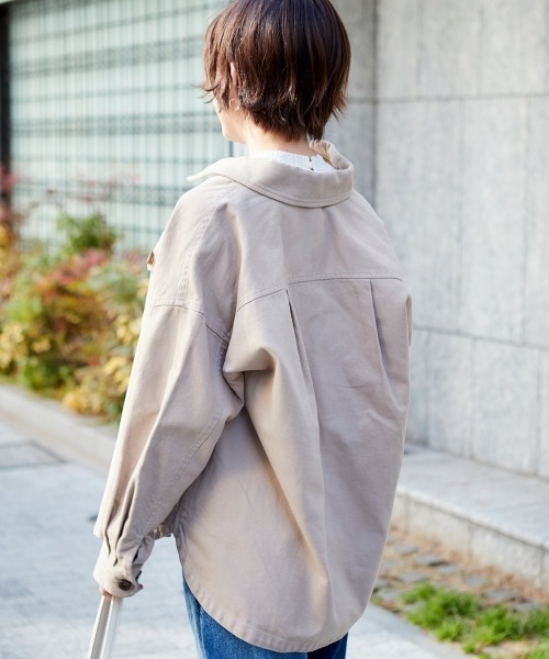 cepo（セポ）の「カルゼワークオーバーシャツジャケット（ミリタリージャケット・レディース・オフホワイト/ピンク/イエロー/ベージュ・M）」の14枚目の写真