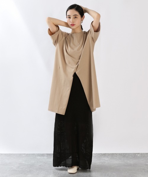 LOWRYS FARM（ローリーズファーム）の「スリットＢＩＧＴＥＥ　882746（Tシャツ/カットソー・レディース・チャコールグレー/ベージュ/オフホワイト/カーキ・FREE）」の6枚目の写真