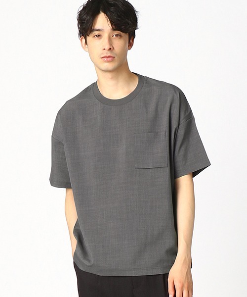 COMME CA ISM(コムサイズム)の「★雑誌掲載商品★ 布帛 Tシャツ(Tシャツ/カットソー・メンズ・ネイビー/ブラウン/グレー/カーキ・MEDIUM/LARGE/X-LARGE)」の2枚目の写真