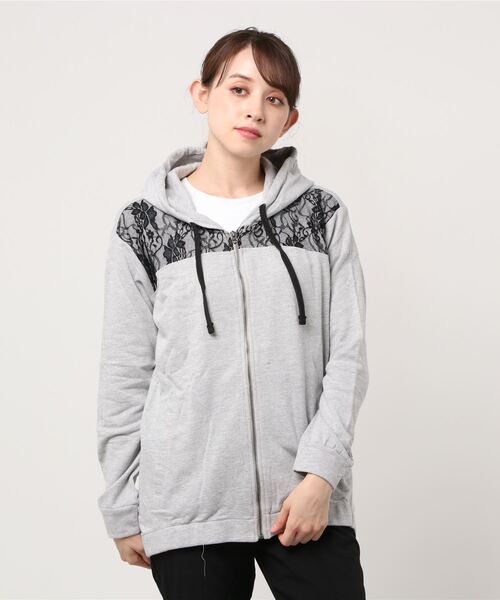 DIMENSIONE danza(ディメンシオーネ ダンツァ)の「デザインパーカー(パーカー・レディース・ブラック/グレー・SMALL/X-SMALL/MEDIUM)」の2枚目の写真