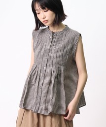 【 ubasoku / ウバソク 】 バンドカラーピンタックノースリブラウス　ub-0035　BNT