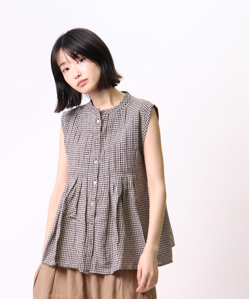 ubasoku（ウバソク）の「【 ubasoku / ウバソク 】 バンドカラーピンタックノースリブラウス　ub-0035　BNT（シャツ/ブラウス・レディース・ホワイト/ブラック/パープル/その他1/その他2・FREE）」の7枚目の写真