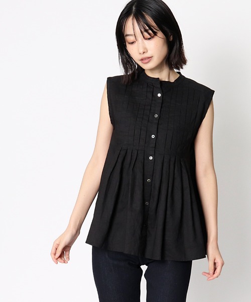 ubasoku（ウバソク）の「【 ubasoku / ウバソク 】 バンドカラーピンタックノースリブラウス　ub-0035　BNT（シャツ/ブラウス・レディース・ホワイト/ブラック/パープル/その他1/その他2・FREE）」の19枚目の写真