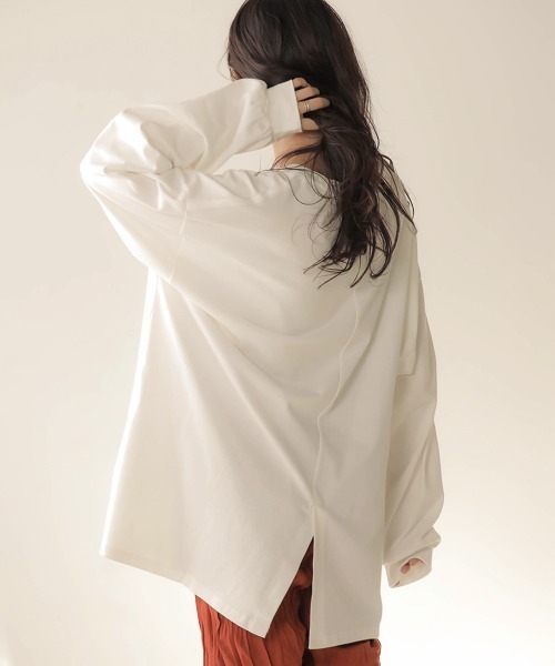 Bab(バブ)の「【WEB限定】ヘビーウェイトロングカットソー(Tシャツ/カットソー・レディース・チャコールグレー/ブラウン/オフホワイト/モカ・FREE)」の2枚目の写真