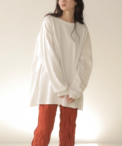 Bab(バブ)の「【WEB限定】ヘビーウェイトロングカットソー(Tシャツ/カットソー・レディース・チャコールグレー/ブラウン/オフホワイト/モカ・FREE)」の15枚目の写真