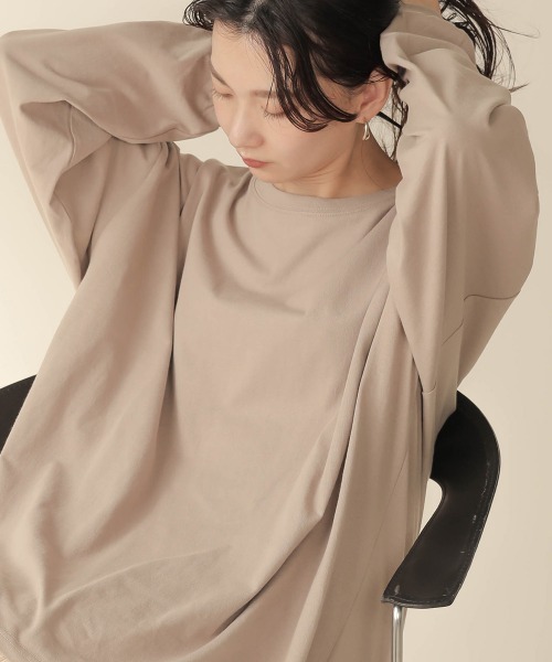 Bab(バブ)の「【WEB限定】ヘビーウェイトロングカットソー(Tシャツ/カットソー・レディース・チャコールグレー/ブラウン/オフホワイト/モカ・FREE)」の17枚目の写真