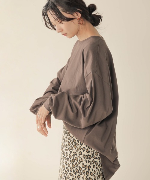 Bab(バブ)の「【WEB限定】ヘビーウェイトロングカットソー(Tシャツ/カットソー・レディース・チャコールグレー/ブラウン/オフホワイト/モカ・FREE)」の18枚目の写真