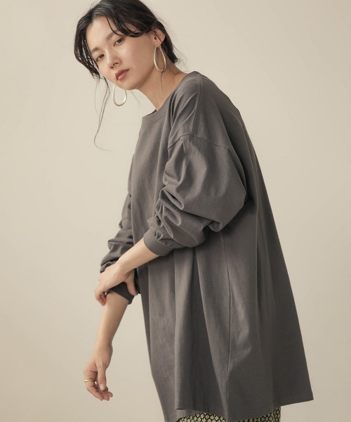 Bab(バブ)の「【WEB限定】ヘビーウェイトロングカットソー(Tシャツ/カットソー・レディース・チャコールグレー/ブラウン/オフホワイト/モカ・FREE)」の13枚目の写真
