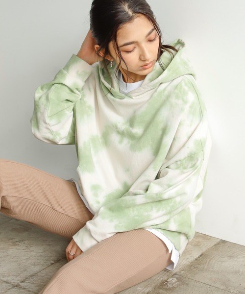 Auntie Rosa Holiday(アンティローザホリデー)の「タイダイ柄パーカ(パーカー・レディース・グリーン/ブルー/パープル/ブラック・FREE)」の1枚目の写真