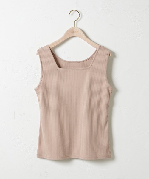 DISCOAT（ディスコート）の「【前後2WAY】リブスクエアタンクトップ（タンクトップ・レディース・ミント/アイボリー/ライトグレー/チャコールグレー/ライトベージュ/イエロー・FREE）」の4枚目の写真