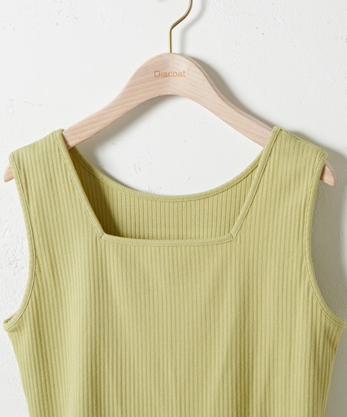 DISCOAT（ディスコート）の「【前後2WAY】リブスクエアタンクトップ（タンクトップ・レディース・ミント/アイボリー/ライトグレー/チャコールグレー/ライトベージュ/イエロー・FREE）」の7枚目の写真