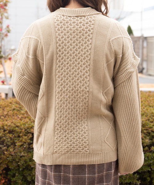 PairPair（ペアペア）の「マルチWAYケーブルカーディガン(ユニセックス)（カーディガン/ボレロ・レディース・ベージュ/ブルー/アイボリー・MEDIUM/LARGE）」の7枚目の写真