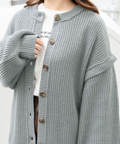 PairPair（ペアペア）の「マルチWAYケーブルカーディガン(ユニセックス)（カーディガン/ボレロ・レディース・ベージュ/ブルー/アイボリー・MEDIUM/LARGE）」の8枚目の写真