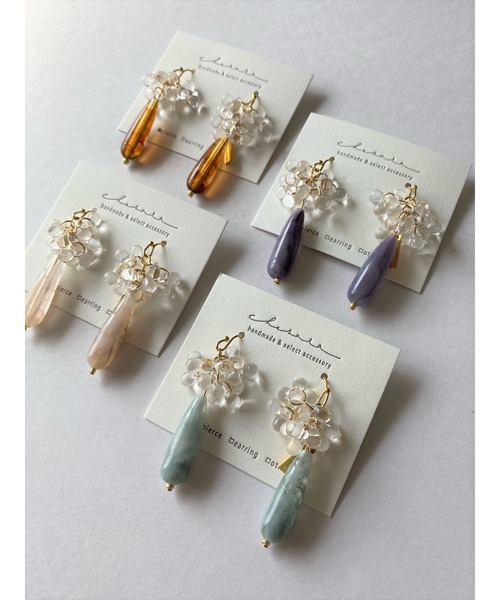 tone(トーン)の「【Chesara】つぶつぶドロップピアス(MA)(ピアス(両耳用)・レディース・ベージュ/パープル/ブラウン/ミント・FREE)」の4枚目の写真