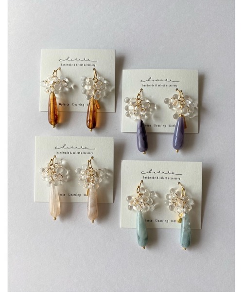 tone(トーン)の「【Chesara】つぶつぶドロップピアス(MA)(ピアス(両耳用)・レディース・ベージュ/パープル/ブラウン/ミント・FREE)」の6枚目の写真