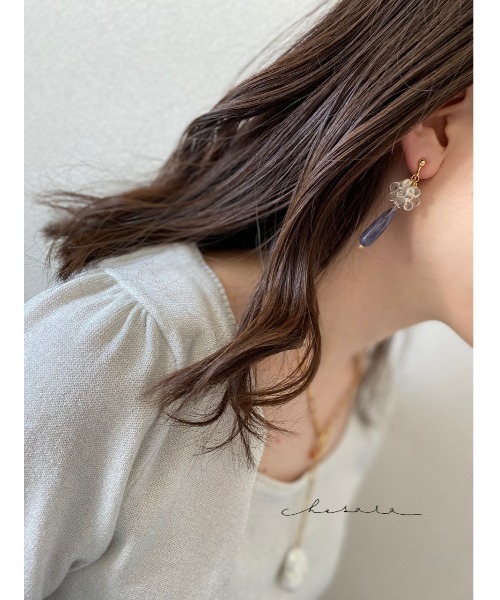 tone(トーン)の「【Chesara】つぶつぶドロップピアス(MA)(ピアス(両耳用)・レディース・ベージュ/パープル/ブラウン/ミント・FREE)」の5枚目の写真