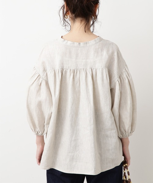 N.（N. Natural Beauty Basic）（エヌエヌナチュラルビューティーベーシック）の「◆レースアップブラウス（シャツ/ブラウス・レディース・ピンク/グリーン/ナチュラル・MEDIUM）」の4枚目の写真
