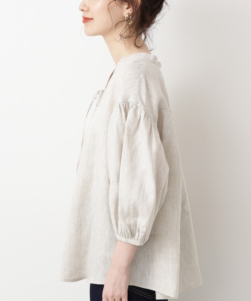 N.（N. Natural Beauty Basic）（エヌエヌナチュラルビューティーベーシック）の「◆レースアップブラウス（シャツ/ブラウス・レディース・ピンク/グリーン/ナチュラル・MEDIUM）」の6枚目の写真