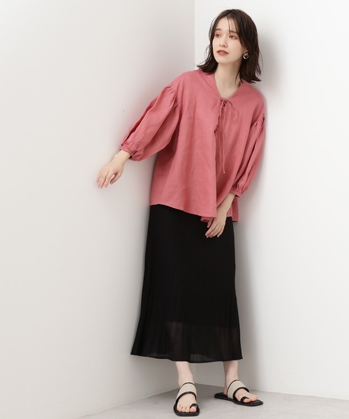 N.（N. Natural Beauty Basic）（エヌエヌナチュラルビューティーベーシック）の「◆レースアップブラウス（シャツ/ブラウス・レディース・ピンク/グリーン/ナチュラル・MEDIUM）」の7枚目の写真