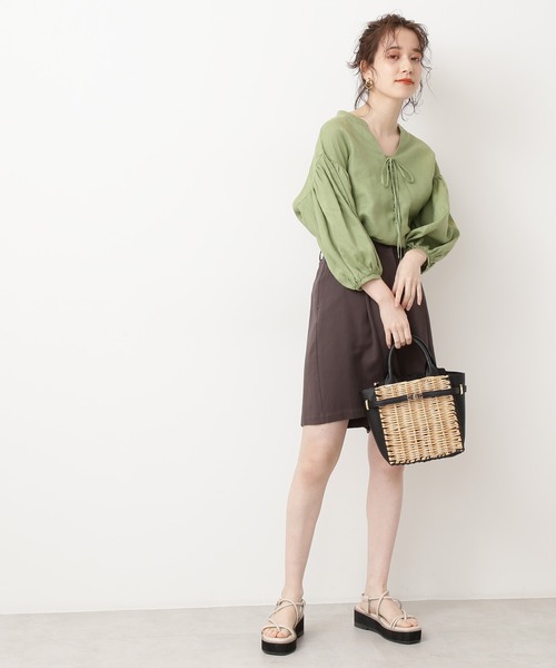 N.（N. Natural Beauty Basic）（エヌエヌナチュラルビューティーベーシック）の「◆レースアップブラウス（シャツ/ブラウス・レディース・ピンク/グリーン/ナチュラル・MEDIUM）」の12枚目の写真